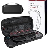 CoBak Nintendo Switch 2 (2025) Case &ndash; 3in1 Set: 2 Glass Protectors + 2 Rubber Levers + Hard Portable Case, Black