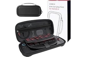 CoBak Funda Nintendo Switch 2 (2025) - Set 3en1: 2 Protectores Vidrio + 2 Gomas Palancas + Funda Rígida Portátil, Negro