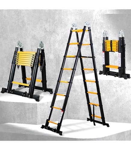 Scala Telescopica Pieghevole Sonnewelt - In Alluminio, 6+7 Pioli, Altezza 2m+2.3m, Portata 150kg - Foto 7