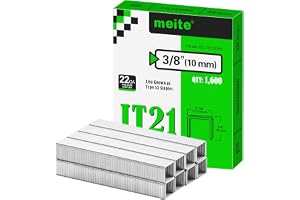 meite Häftklammer typ 53, 10 mm galvaniserade klämmor typ 53 JT21 för handhäftapparat och eltack, 1 600 stycken, 11,2 mm rygg