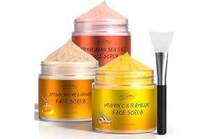 POP MODERN.C Gesichtspeeling, Gesichtspeeling mit Vitamin C Kurkuma, Gesichtspeeling mit Himalaya-Meersalz und Rose, Braunem Zucker und Honig, sanfter Aufhellungsentferner Mitesser dunkle Flecken Akne, 3pcs