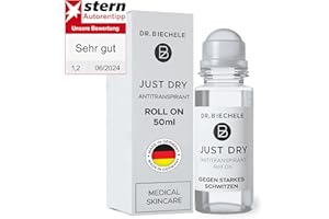 ‎DR. BIECHELE Dr. Biechele Just Dry Antitranspirant Deo gegen starkes Schwitzen I Anti Schweiß Deo für schwitzige Hände & Achselschweiß I Deoroller für Damen & Herren, Deodorant 50 ml