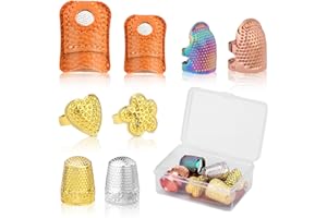 DEUDY 8 Pezzi Ditali da Cucito, Anello Ditale da Cucire in Metallo, Scudo per Fita Regolabile, Protezioni per Ditali per Cucire Quilting Accessori Cucito a Mano e Ricamo