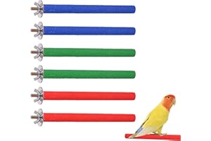 Heyu-Lotus 6 Pcs Parrot Perches Bird Paw Grinding Stick Wooden Perch Stand for Bird Cockatiel Budgie stand for Cage Training,20cm