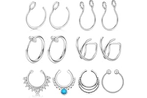 AceFun Anneau de faux nez magnétique clous de nez non perçant Anneau de faux nez piercing septum Anneaux de faux nez Helix pour femmes hommes