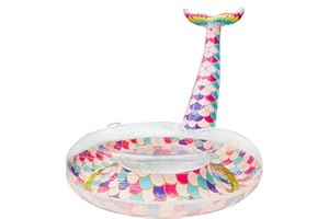 GINKAGO Inflatable Pool Floats Large Mermaid Tail Swim Rings Inflatable Rubber Rings Floating Chair with Backrest Lake Beach Pool Floatie Toys for Adults Kids