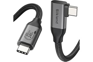 Silkland 80Gbps USB4 V2.0 dla Kabel Thunderbolt 5 Kątowy 1.5M, do 120Gbps z Bandwidth Boost, 16K/Dual 8K, 240W PD3.1, USB C to USB C 90 Stopni kompatybilny z Thunderbolt 4/3, SSD, MacBook M4 Pro, Dock