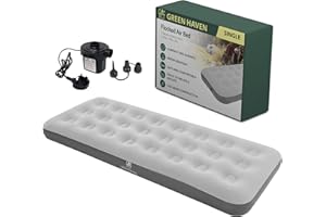 Green Haven Single Blow up Mattress - Waterproof Air Up Inflatable Mattress | Single Air Bed for Adults & Kids | Quick Inflatable Camping Bed | Premium Single Blow Up Bed | Single Air Mattress