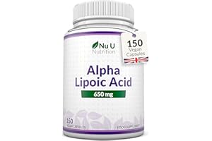 Alpha Lipoic Acid 650mg - 150 High Strength Vegan ALA Capsules - 5 Month Supply - Amino Acid Supplement - Made in The UK - Nu U Nutrition