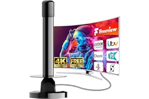 BSPHEREX Indoor TV Aerial 2025– HDTV Aerials Indoor Freeview, 500+ Mile Freeview Range, 360° Reception Digital Antenna with Magnetic Base, Support 4K/1080P and All TV - 16.5ft Cable