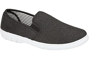 FOSTER FOOTWEAR Tree BRETT Tennis en toile sans lacets pour homme, pied large - Pointure 39,5-47