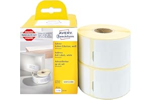 AVERY Zweckform AS0722400 samoprzylepne etykiety adresowe, 520 naklejek (36 x 89 mm, kompatybilne z Dymo LabelWriter, odpowiada S0722400/99012, trwale przylegające), 2 rolki białe