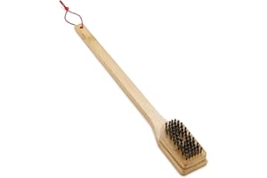Weber Brosse de Barbecue en Bambou - Grand, 46cm, avec Une Longue poignée, Poils en Acier Inoxydable, pour Un Nettoyage Efficace de Tous Les Grils, en matériau Durable - Marron (6275)