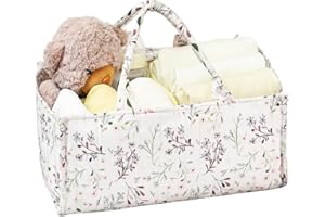 ZHUIYIWIN Nappy Caddy Organiser, Nursery Storage, Newborn Essentials for Diaper Caddy with Detachable Compartments, Baby Essentials for Newborn, Nappy Organiser (Chrysanthemum)