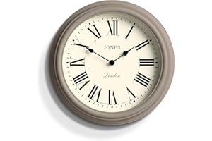 Jones Clocks® Venetian zegar ścienny - okrągły zegar ścienny - klasyczny tradycyjny design - zegar do salonu - dekoracyjna obudowa (Cyfry kamienne/rzymskie)