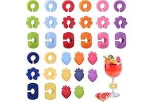 Minfuerang Segnabicchieri in Silicone,Pennarelli Bevande Alimentare,Adatti per Cocktail,Champagne,Ideale Matrimoni Natale (32 Pezzi)