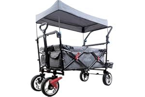 ‎FUXTEC FUXTEC Bollerwagen faltbar FX-CT800 Grau mit Dach | Transportwagen klappbar | Schiebegriff & Innenraumverlängerung | Feststellbremse | Vollprofilreifen | Handwagen/Leiterwagen – Das Original