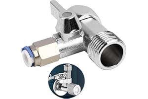SOPWMAP Grifo de parada en T adaptador rápido de 1/2x1/2x1/4 pulgadas, conexión de agua válvula de cierre, adaptador de manguera de agua para frigorífico, filtro de agua y sistema de ósmosis