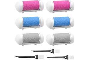 Poraceous 6 Pezzi Rulli di Ricambio per Lima per Piedi, Pedicure Elettrico Professionale Piede, Pomice Piedi Rullo Ricarche con pennello, per Scholl, Pedicure Elettrico, Rimozione Callo Pelle Morta