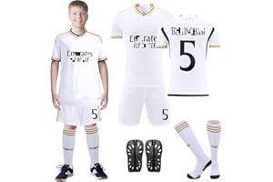 Wirhaut Football Kits for Kids, 23/24 Home Away Soccer Jerseys No.5 Football Kits No.7 Football Kit Football Training Set Football Training Shirts Shorts and Socks for Kids