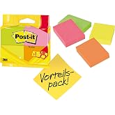 Post-it Notes, Assorted Neon Colors, 38mm x 51mm, Promotional Pack, 100 Sheets/Pad, 3 Pads + 1 Free / Pack