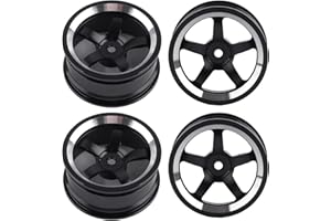 VGEBY RC Wheel Hub, CNC Aluminum Alloy 1:10 Scale Remote Control Crawler Vehicles Wheel Hub Rims RC Spare Upgrades Parts Accessories Fits for 1/10 RC Flat Running Drift Car(5-Spoke Black) Model Toy