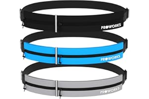 Proworks Sports Running Belt Bag with Adjustable Waist Strap, Twin Zipper Storage Pouch & Reflective Strip | Compatible with most Phone Models - Large - 34" - 53"