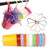 GIOVARA Metal Hanging Plant Pots – 10 Colors, Drainage Hole, Detachable Hook, Set Of 10