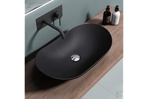 doporro Lavabo sobre encimera negro mate de cerámica diseño Brüssel858, 63 cm de ancho incluido Nano-sellado