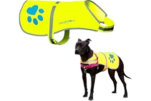 SafetyPUP XD Hund Warnweste, Größen passen Hunde 14 lbs bis 130 lbs Neon Gelb Mittel