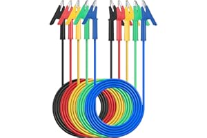 AMTOVL 5PCS Double Ended Crocodile Alligator Clips 15A Test Lead Wire Cable avec isolateurs Clips Test Flexible Cuivre Câble pour Test Électrique 5 Couleurs 3.3ft/1m