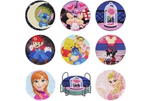 WENFDRTR 8 STK Diamond Painting Untersetzer Erwachsene, Diamant-Malsets Untersetzer, DIY Cartoon Untersetzer fur Einweihungsgeschenk zum Geburtstag, Küche Wohnzimmer Dekoratio