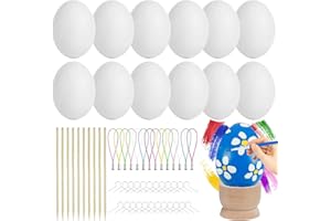 DWTECH Ostereier-Dekorations-Set - 25 Stück (6CM) Blank White Easter DIY Painting Crafts Eggs Kit,Plastikeier Hängende Ornamente für Party,Home Osterbäume Dekorationen für Kindergeschenke