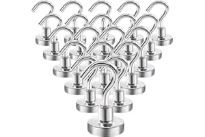 Aenienoe 20 Sztuk Haczyki magnetyczne 10 kg silne magnesy z haczykami magnetyczne haczyki neodymowe do zawieszenia akcesoria kuchenne kemping 16 mm kolor srebrny