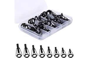 KINBOM Kit Réparation Anneaux Canne à Pêche, 1,8-3,2mm Acier Anneaux de Canne a Peche avec Boîte en Plastique Guide pour Canne a Peche pour Eau Douce Eau Salée Amateurs de Pêche (Noir, 8 Tailles)