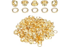 QUARKZMAN 50 Stück Ösen 6 mm Innen-Ø Messing Ösen Metallösen Rostfrei Planenösen Grommet Kit mit Unterlegscheiben Eyelets für Banner Leder Schuhe Handtaschen Vorhänge Bastel, Gold
