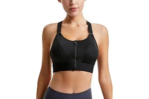 URPLITY Women Zip Front High Impact Sports Bras Yoga Bra Running Tank Top Racerback with Removable Pads for Workout Fitness