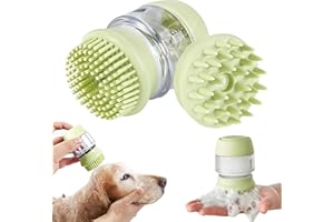 CINY Dog Bath Brush, Pet Silicone Massage Brush, Double Comb Hair Washing Cat Brush, Multifunctional Dog Cleaning And Grooming Brush, Soap And Shampoo Dispenser, For Dogs Cats With Short Or Long Hair