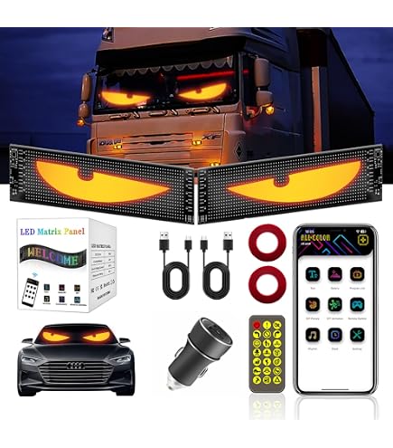 GDJGNUDK Display LED Flessibile Per Occhi Camion - Schermo Programmabile Con App, Impermeabile IP65