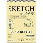 Etika SAHRA A4 Spiralli Eskiz Defteri &ndash; 50 Yaprak, 90 gr İnce Dokulu Ivory Kağıt Sketchbook, &Ccedil;izim ve Boyama Defteri