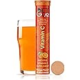 DIET GEAR - 1000 mg Natural Vitamin C and 10 mg Zinc Effervescent Tablet Supplement | Organic Immunity Booster, Skin Care, Antioxidants & Energy Boost | 100% RDA | 20 Tablets - Orange Flavour