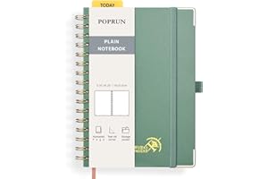 POPRUN Taccuino Bianco a Spirale, Quaderno A5 con Copertina Rigida, 141 Pagine Numerate e 8 Fogli Staccabili, Carta Spessa 120 GSM, Verde Mezzanotte (MGN)