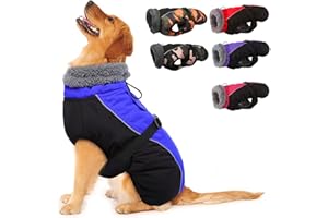 HJYOKUSO Manteau d'hiver pour Chien, Veste ImperméAble pour Chien, Veste d'hiver Chaude avec Doublure en Polaire, Manteau RéFlecteur Ajustable Et Confortable avec Trou pour Harnais pour Petits Et Moyens Chien