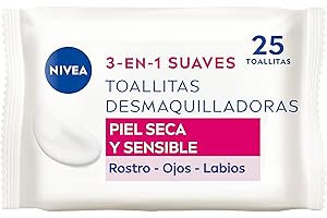 NIVEA Toallitas Desmaquilladoras 3-en-1 Suaves - Toallitas Húmedas - Limpia Suave y Eficazmente - Elimina Maquillaje Waterproof - Para Rostro, Ojos y Labios - Piel Seca y Sensible - 25 Toallitas