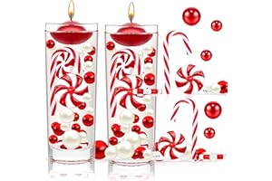 YIEUR 10155 pezzi decorazioni per albero di Natale con ciondolo per vasi, perline di Natale con foro per il nuoto, candele di Natale, bastoncini di zucchero, caramelle, decorazioni natalizie, perline