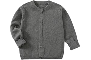 Yealoo Chaqueta de punto para niña, uniforme escolar, chaqueta de algodón, chaqueta para niños y niñas, cuello redondo, manga larga, suéter con botones