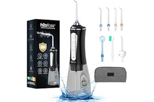 H2ofloss Water Flosser for Teeth Cordless, Rechargeable Oral Irrigator Dental 300ML Electric Tooth Flosser with 5 Modes 6 Jets for Teeth Braces Cleaning, Home/Travel Use