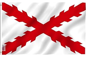 Anley Fly Breeze Bandera de 3x5 pies de la Cruz de Borgoña - Color Vivo y Resistente a la decoloración UV - Encabezado de Lona y Doble Costura - Bandera del Imperio español Borgoña Poliéster