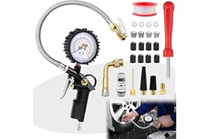 GMMG Manometre Pression Pneu, 0-12 Bar Pistolet Gonfleur Pneus Voiture, Pression Pneu Voiture, Pistolet de Gonflage