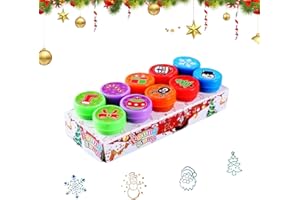 DONGSZQ Tampons Enfants, 10 Pièces Tampon de Noel Enfant, Auto Encreur Noël pour Les Enfants,Tampon encreur Enfant Noel,Parfait pour Les Remplisseurs de Sacs de Fête Faveurs,Objets d'Artisanat